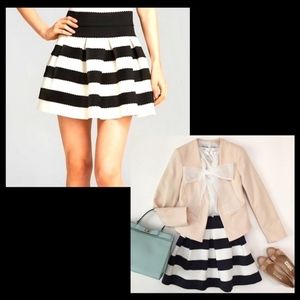 Gianni Bini Black White Striped Structured Flare A-Line Bubble Skirt S